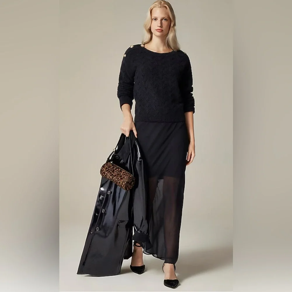 J.Crew Cable-knit sweater with buttons in Supersoft yarn